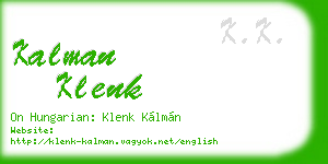 kalman klenk business card
